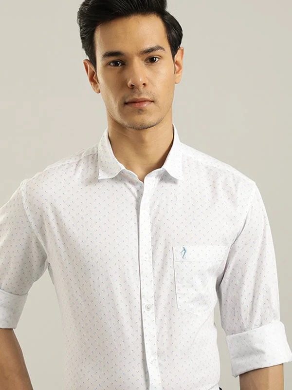 Indian Terrain Men All Over Print White Shirt